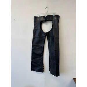 Vintage Harley Davidson Chaps Small Black Leather Motorcycle Riding Biker Gear